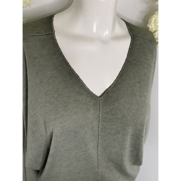 Free For Humanity Size Small Lightweight Sweater Top Metallic Trim Long Sleeves - Picture 3 of 16